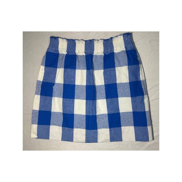 J Crew Blue /  White Woman's Short Checked Skirt Size 4 - Picture 2 of 4